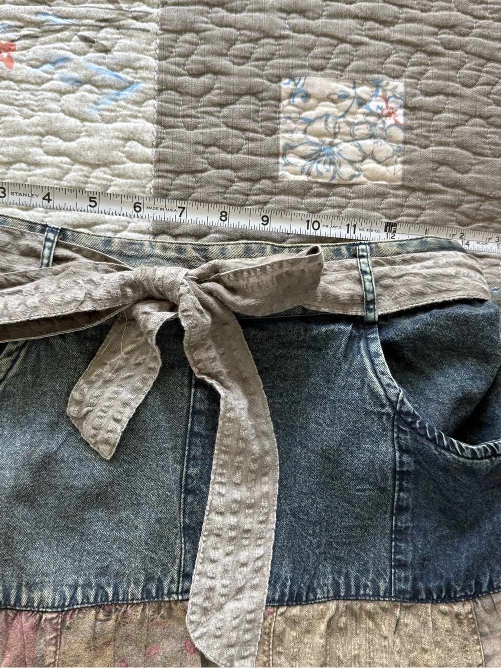 Boho Tiered Maxi Skirt in Olive Patchwork - Picture 7 of 9